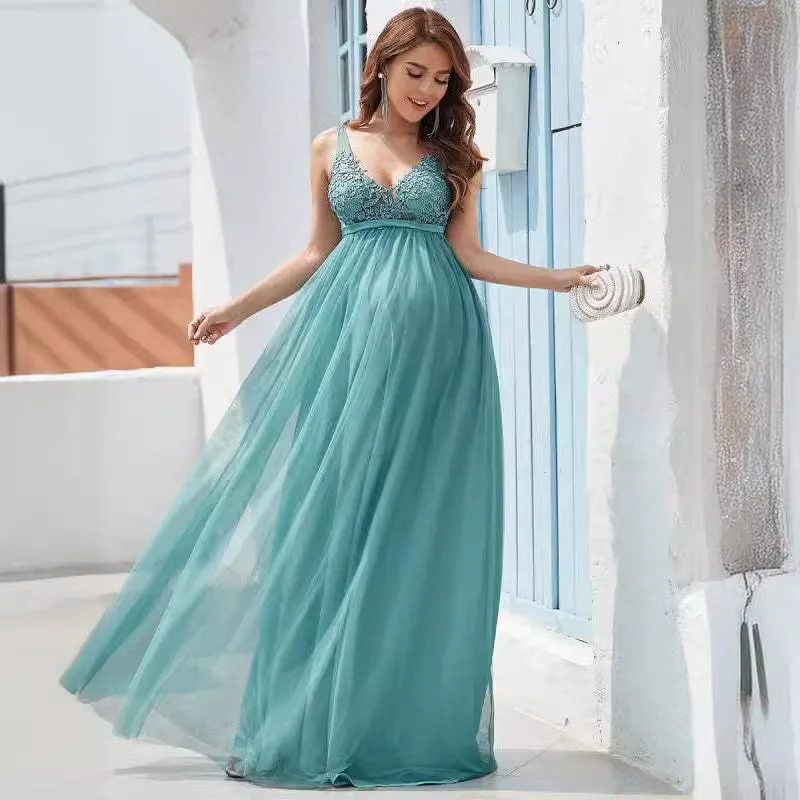 Vestido sin mangas de tul para fotografía de maternidad - imagen 2