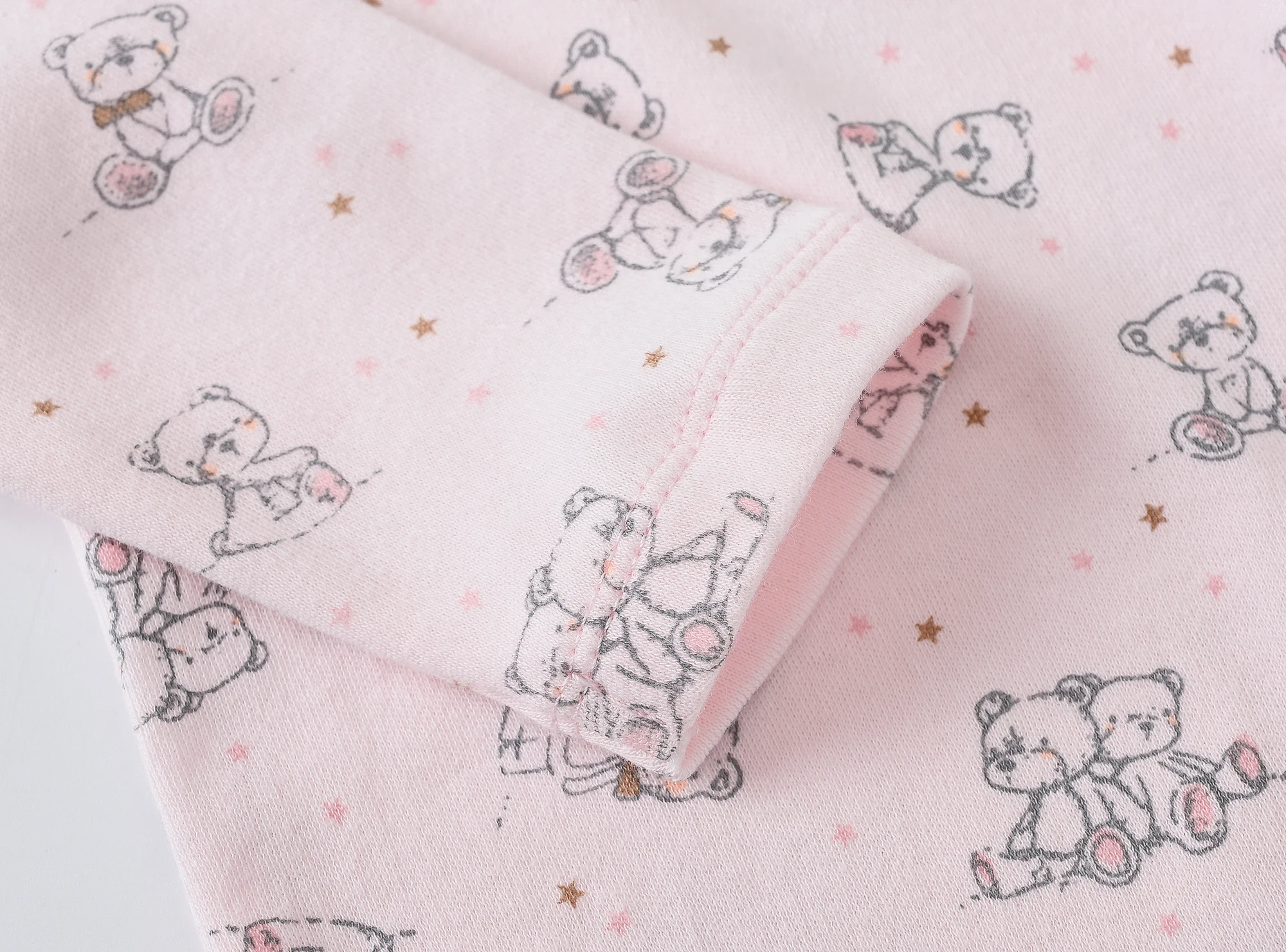 KAVKAS body bebé niña algodón manga larga estampado oso rosa