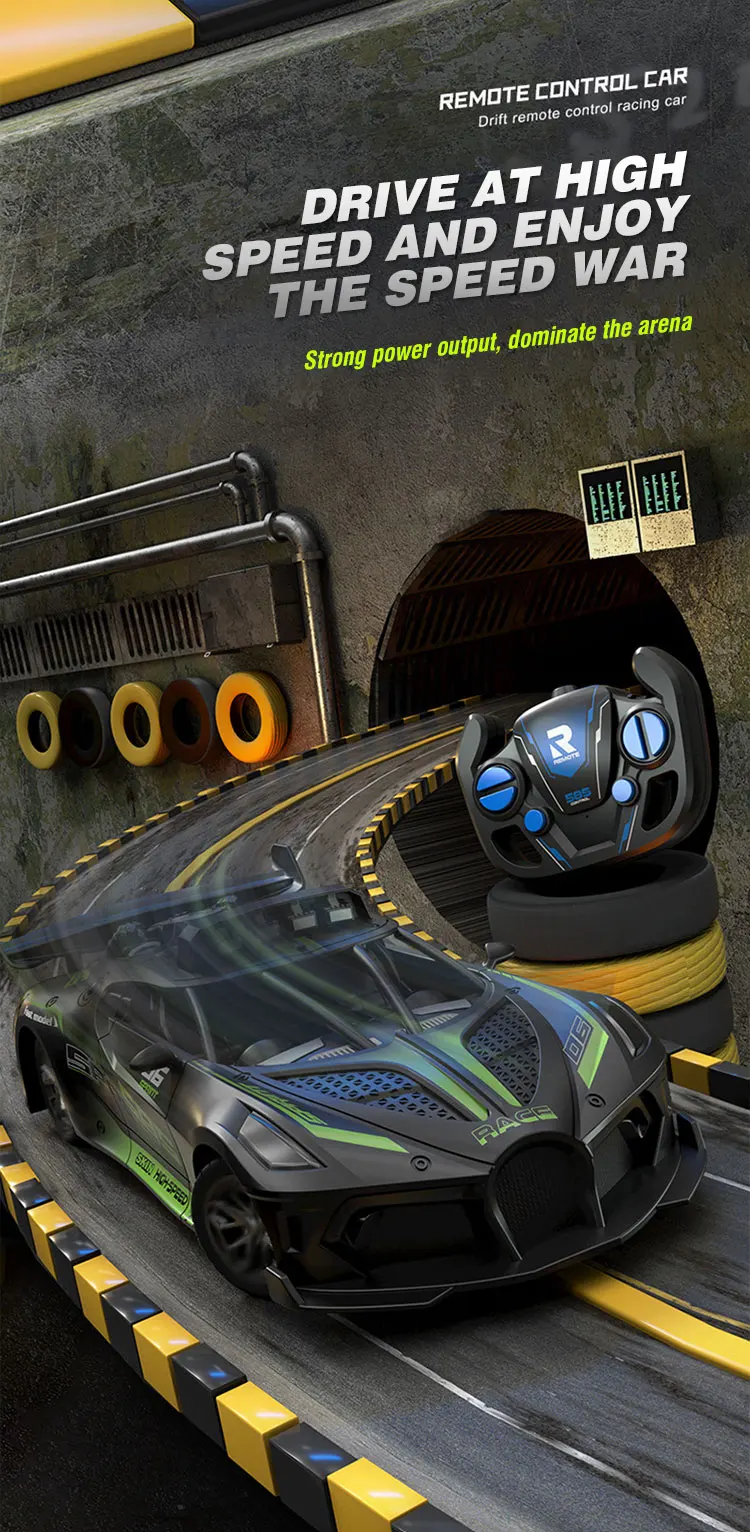 Niño disfrutando del coche teledirigido