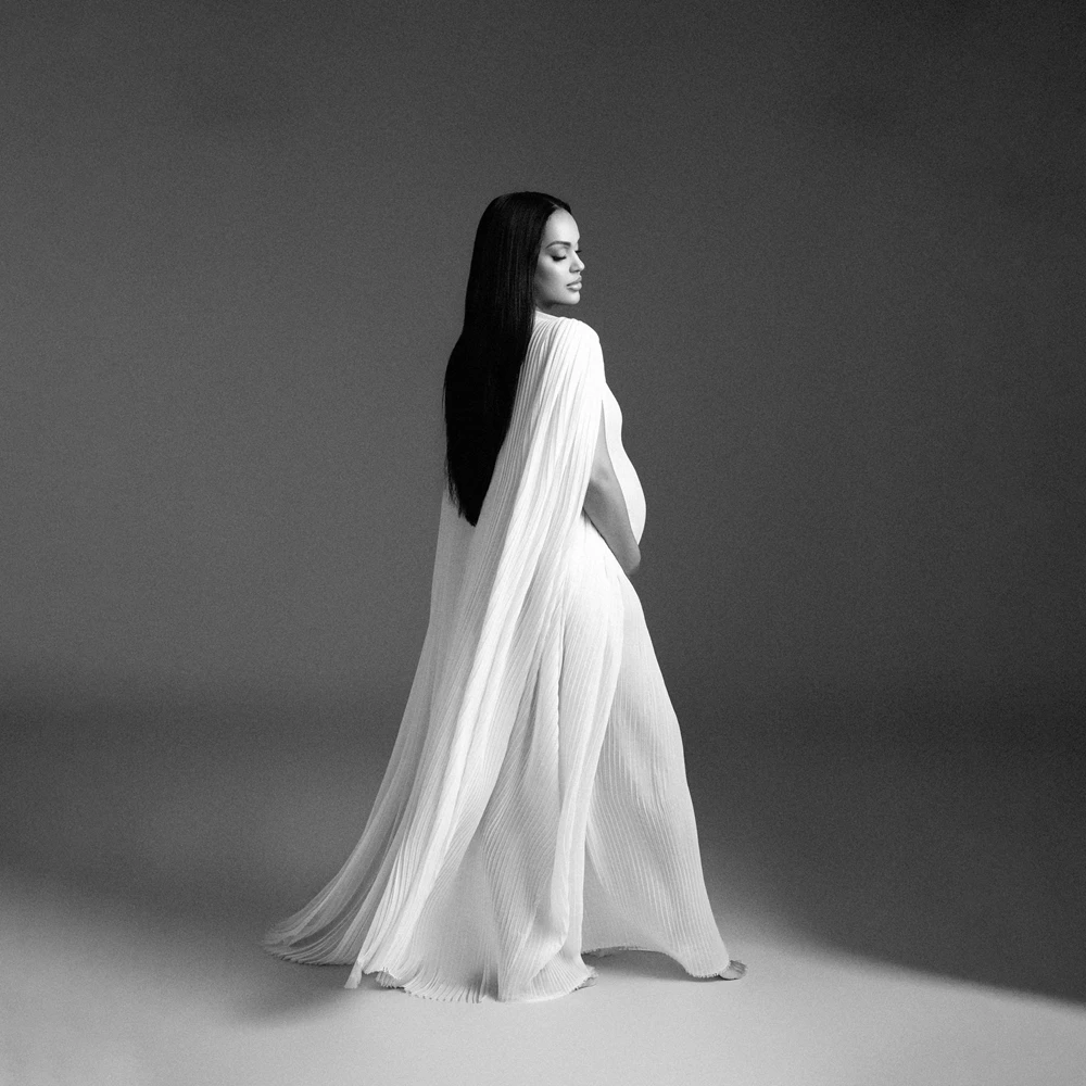 Vestido de maternidad para sesión con capa de mangas fluidas de foto - imagen 3