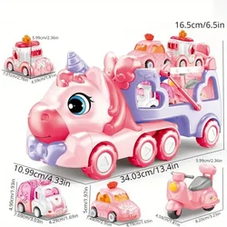 Coche de juguete con música y luz unicornio para niños
