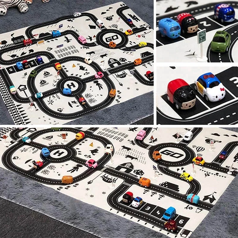 Alfombra de juego infantil mapa ciudad con tráfico para bebés - imagen 5