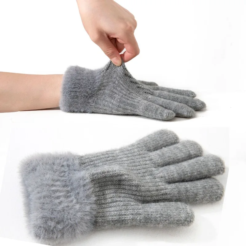 Guantes de invierno gruesos doble capa en lana a prueba del viento - imagen 2