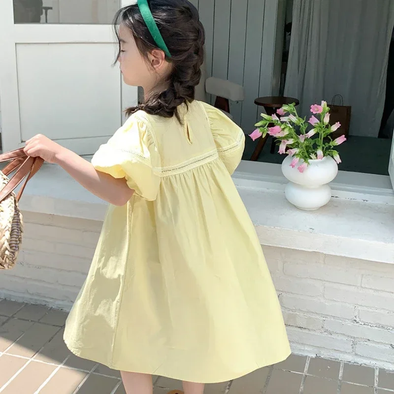 Vestido de niña princesa mangas abullonadas cortas estilo coreano - imagen 3