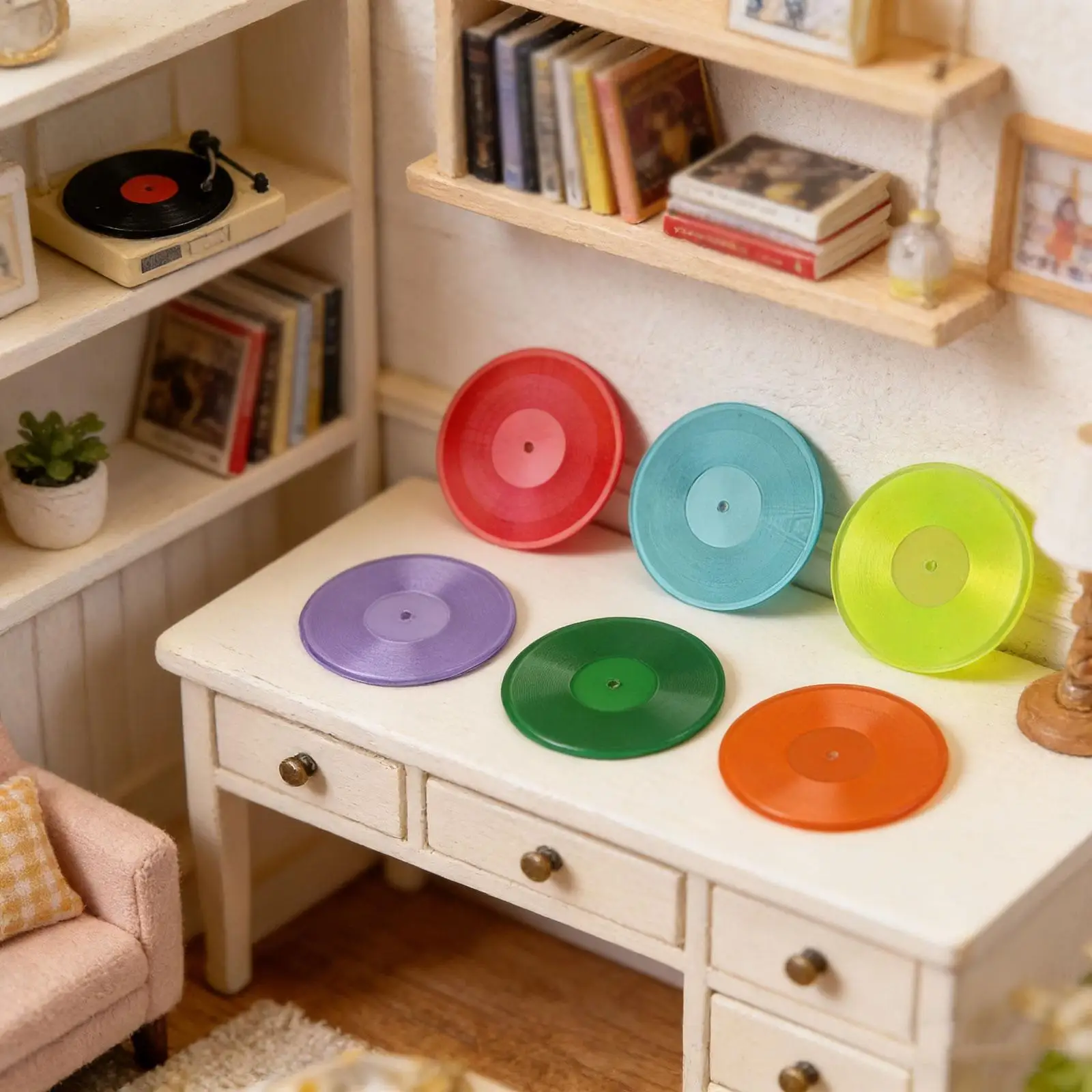 Discos de vinilo miniatura para casa de muñecas, decoración - imagen 5
