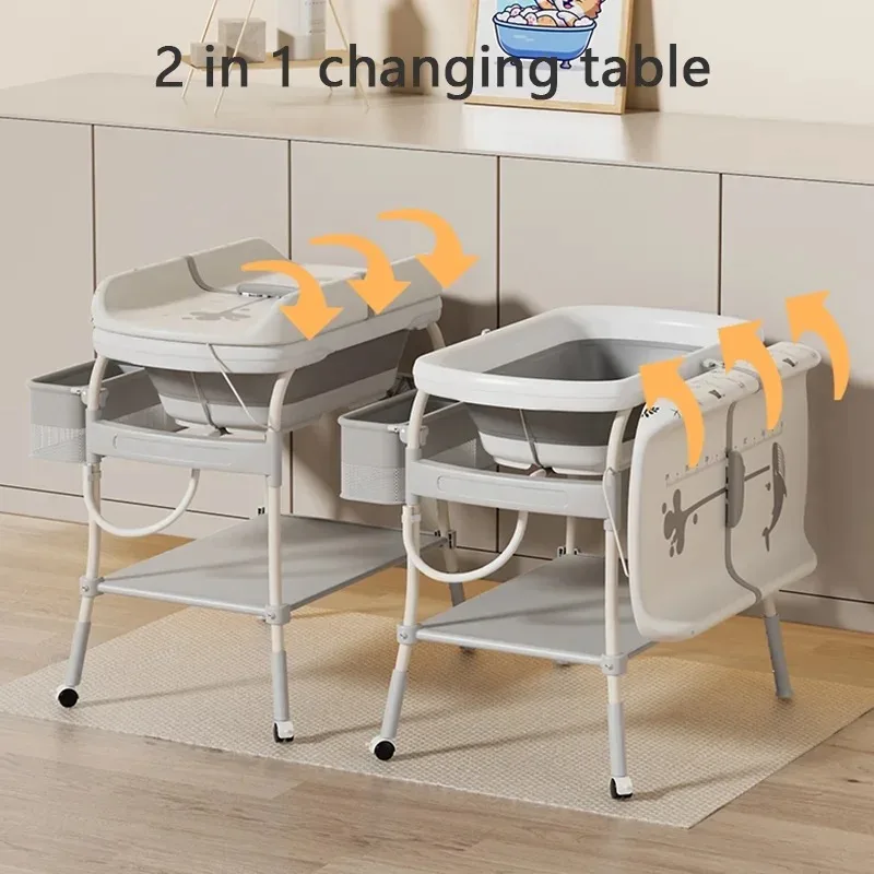 Cambiador 2 en 1 plegable y portátil con bañera antivuelco para bebés - imagen 5