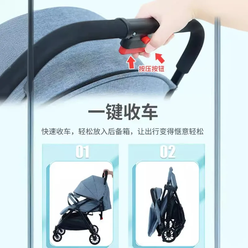 Cochecito ligero plegable con reclinado automático para recién nacidos - imagen 4