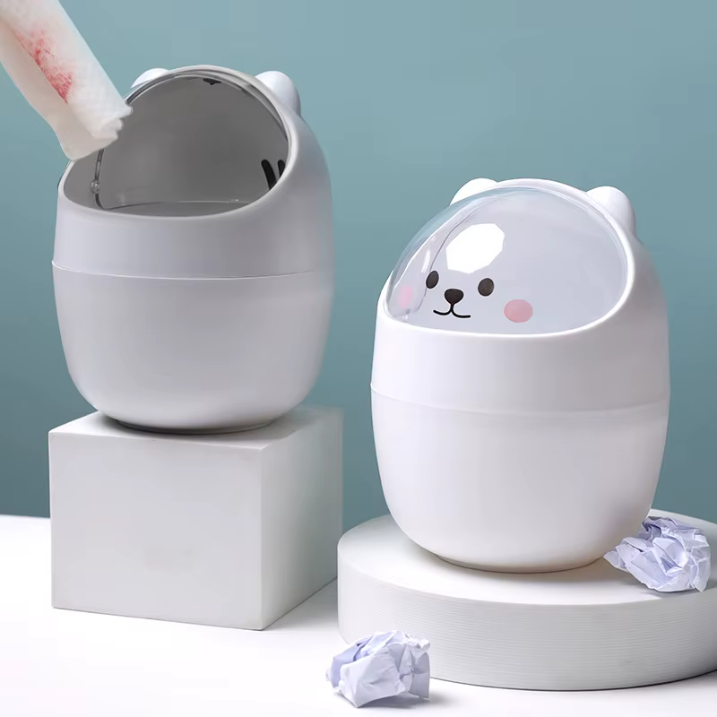 Organizador de escritorio con forma de oso y tapa abatible