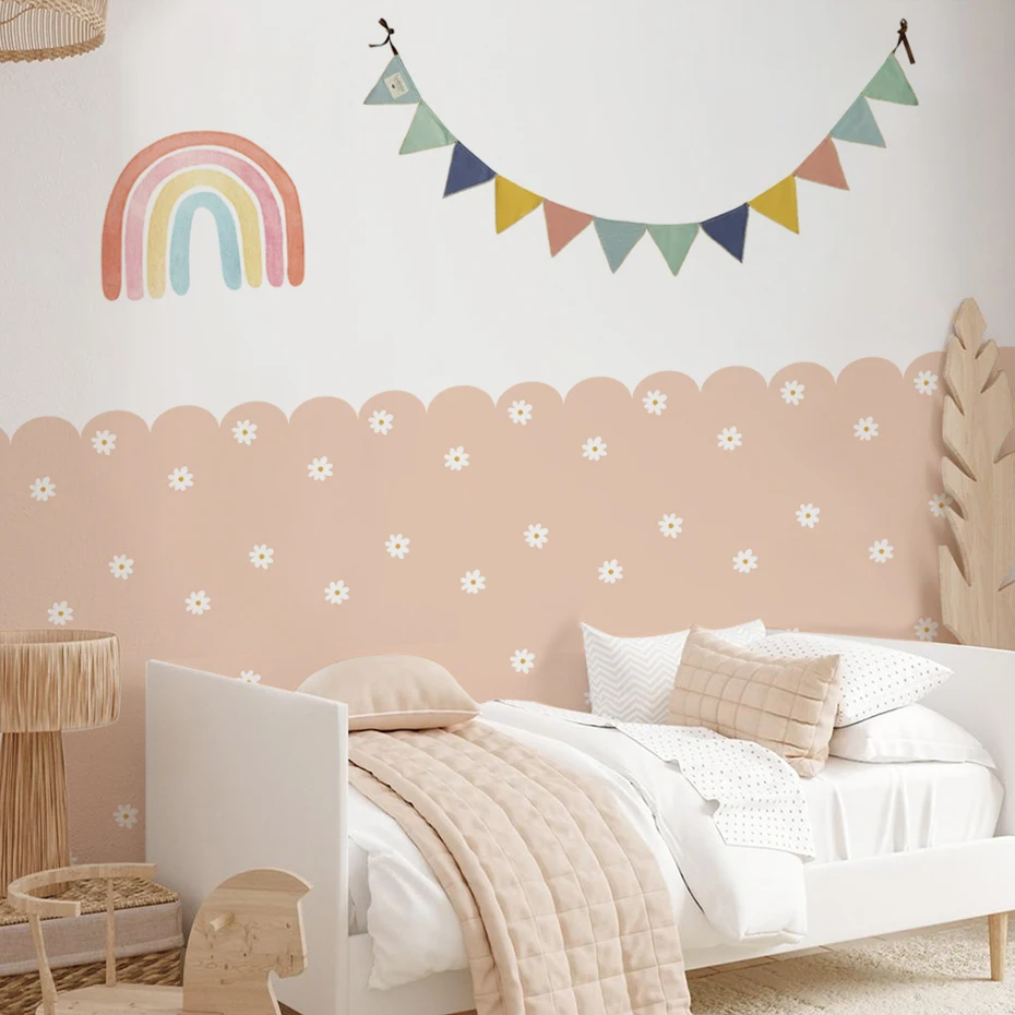 Papel pintado infantil autoadhesivo floral bohemio sin tapiz - imagen 4