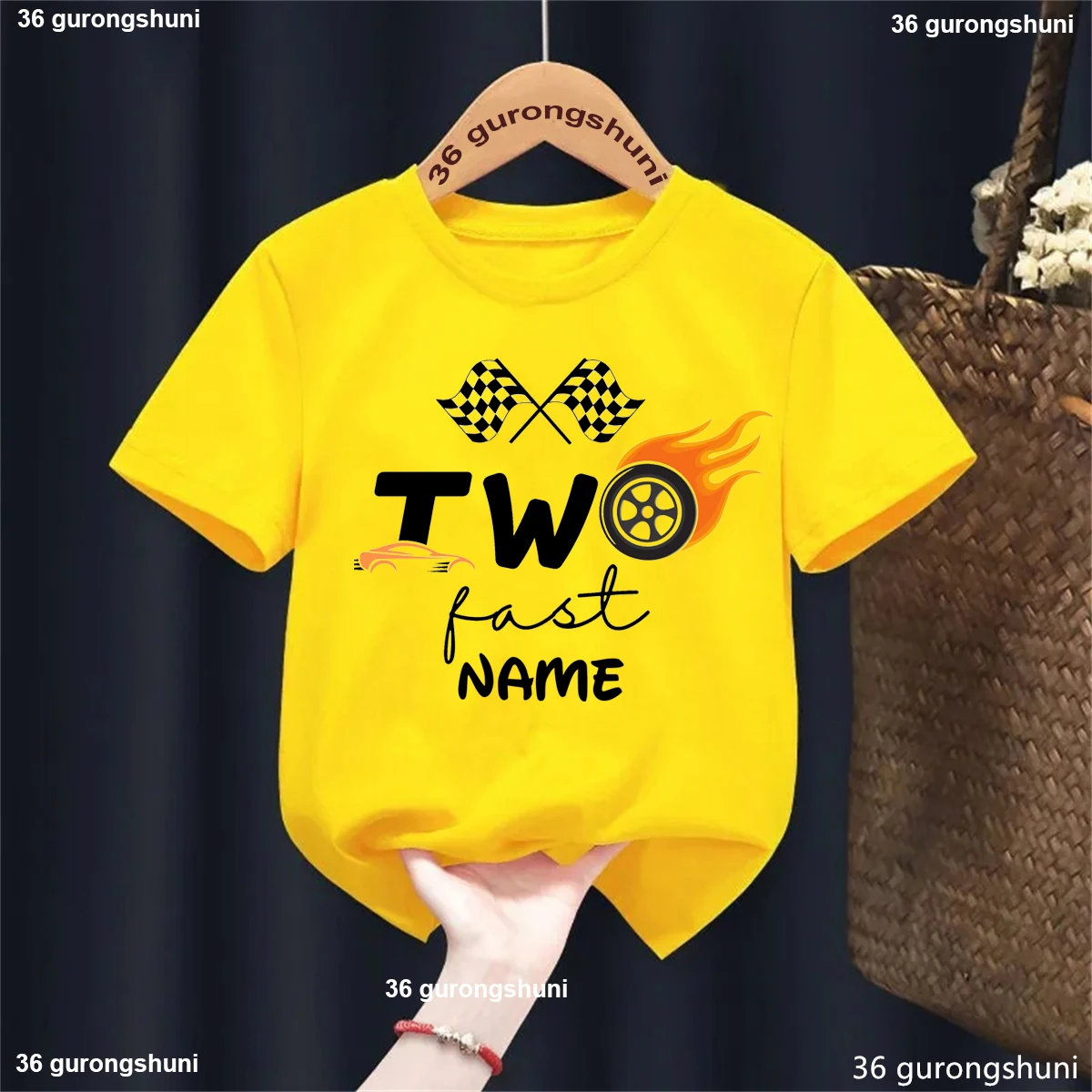 Camiseta de niño personalizada con estampado de carreras rápidas