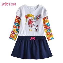 DXTON vestido de flores manga larga para niña invierno
