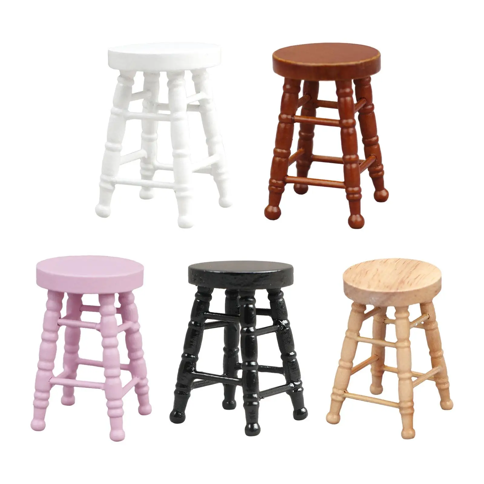 Taburetes de madera en miniatura para casa de muñecas - imagen 5