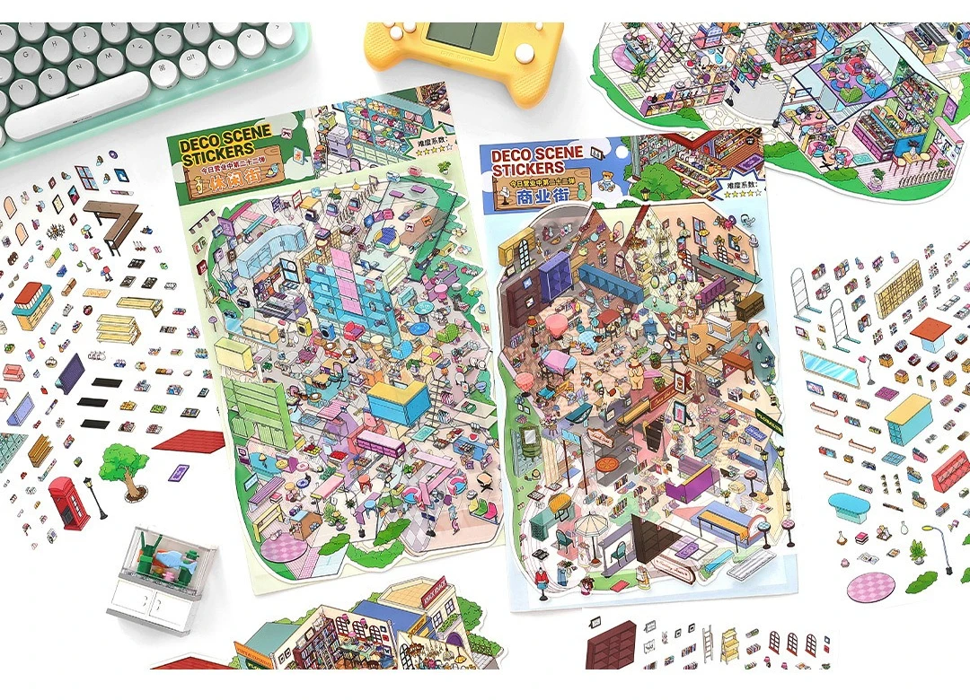 Motivos en formato pegatina para crear escenas tipo diorama