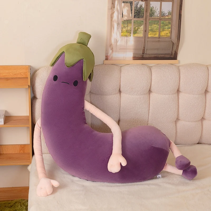 Almohada relajante con forma de plátano y berenjena
