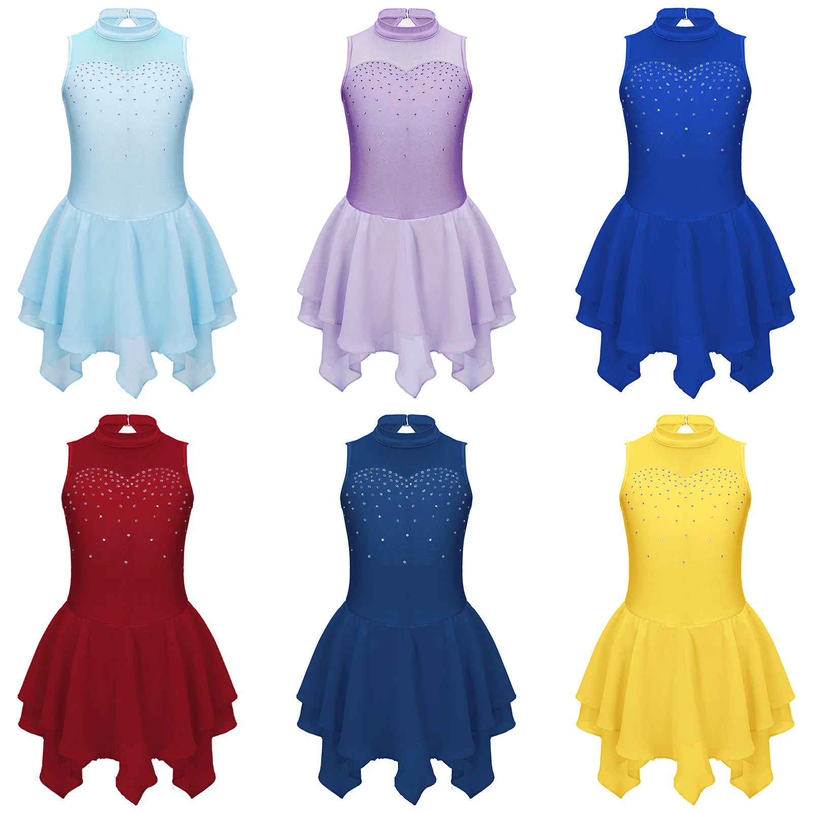 Vestido de patinaje artístico brillante para niñas estilo ballet - imagen 3