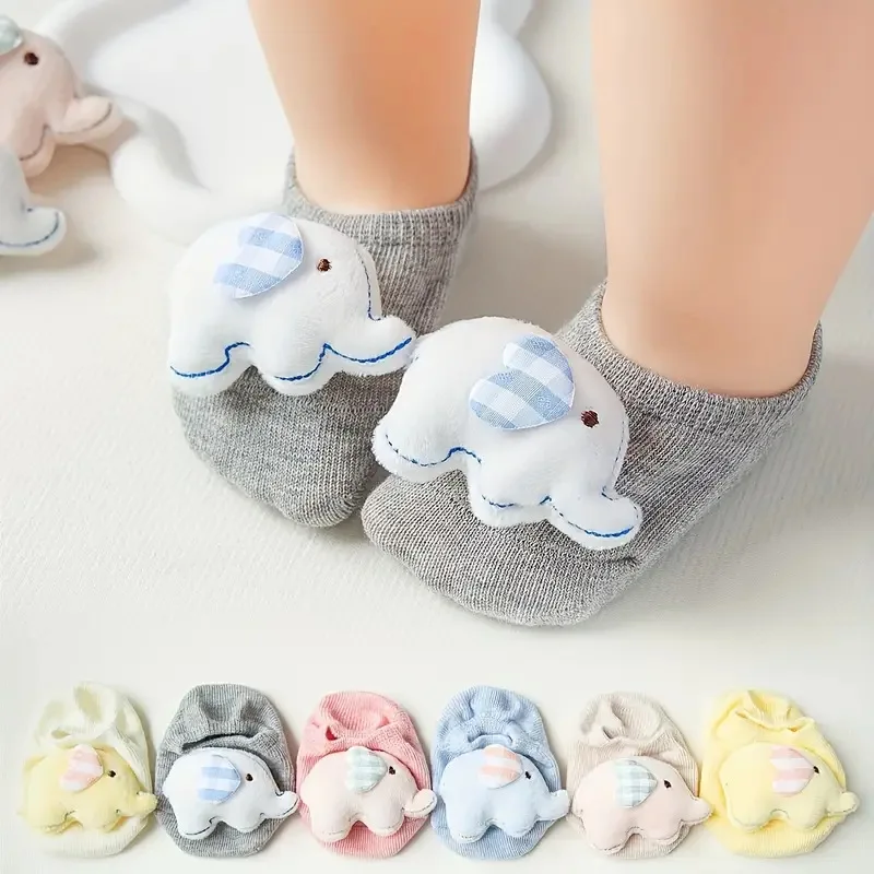 Calcetines cortos de bebé con elefantes para recién nacido - imagen 5