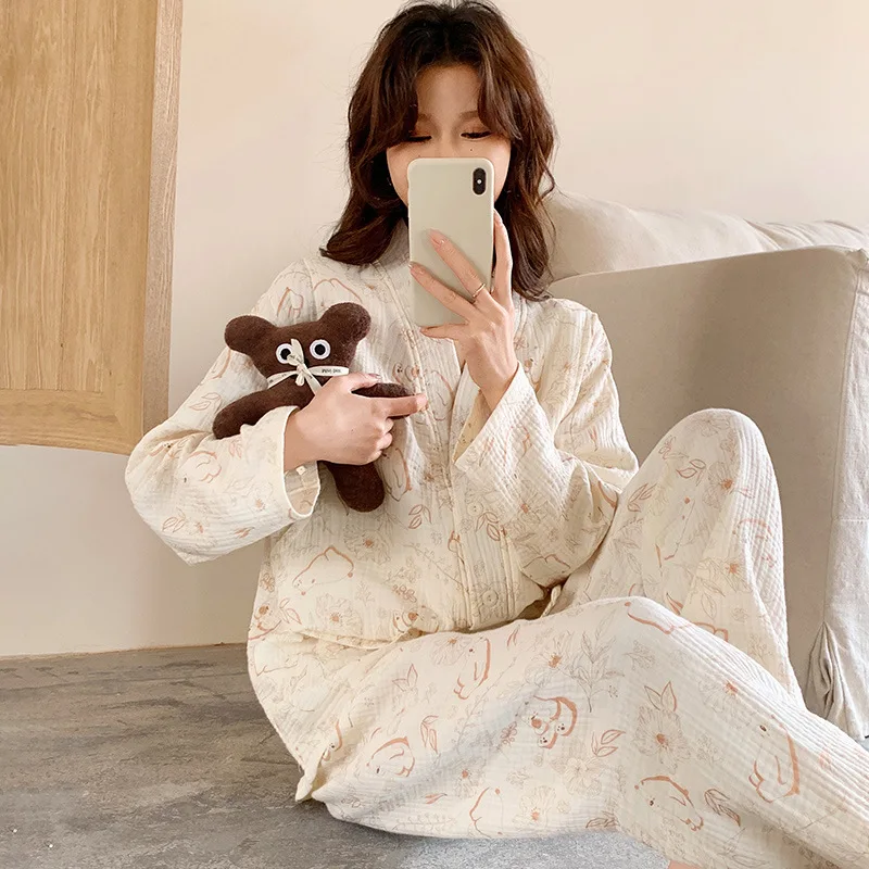 Pijama lactancia algodón fino para hogar, manga larga - imagen 4