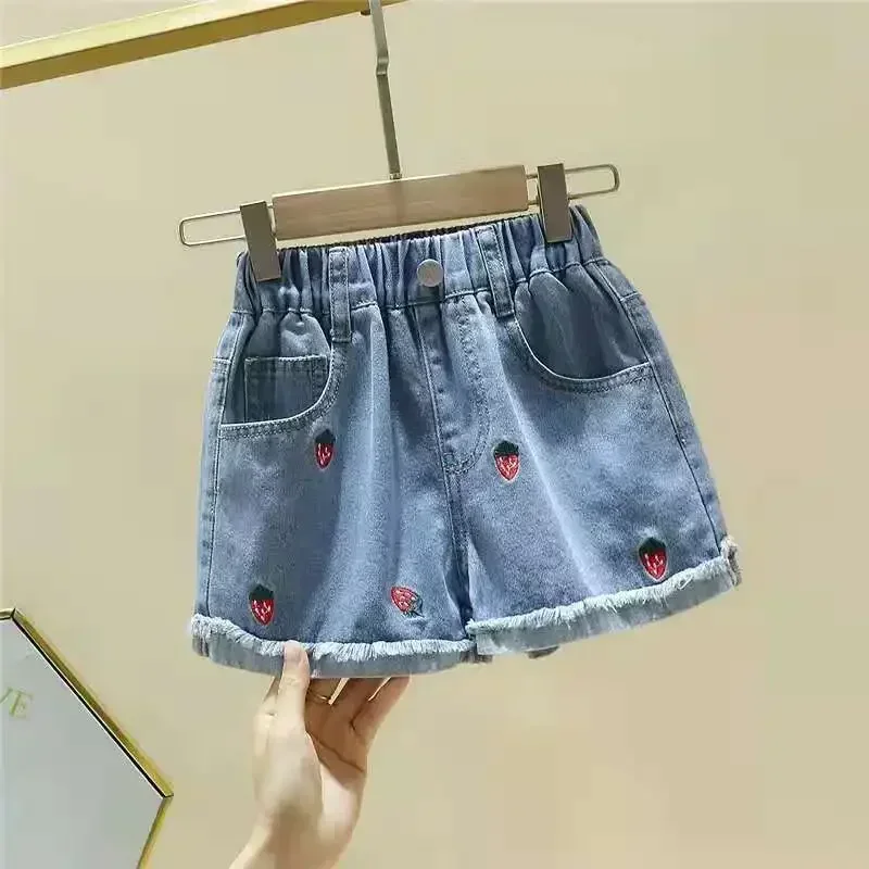 Pantalones cortos de mezclilla para niñas con estampado divertido - imagen 2