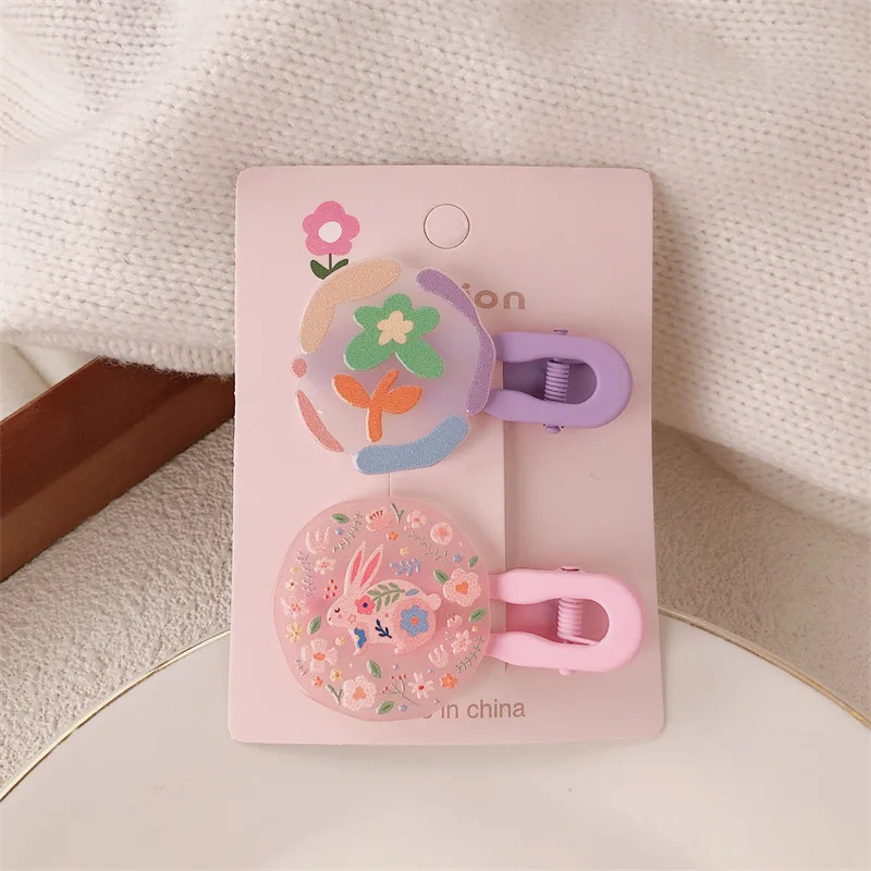 Pinza de pelo grande pico pato floral pastel para niñas - imagen 5