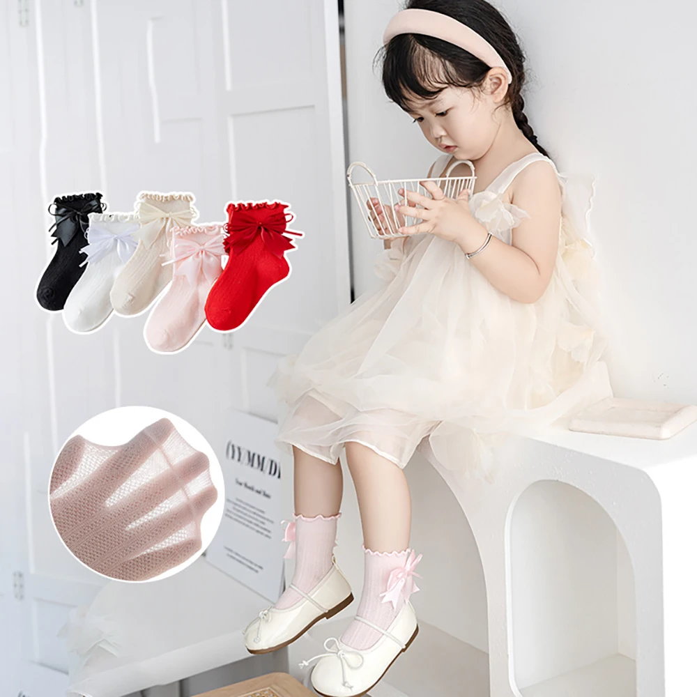 Calcetines de princesa finos ventilados con lazo para niñas – verano - imagen 4