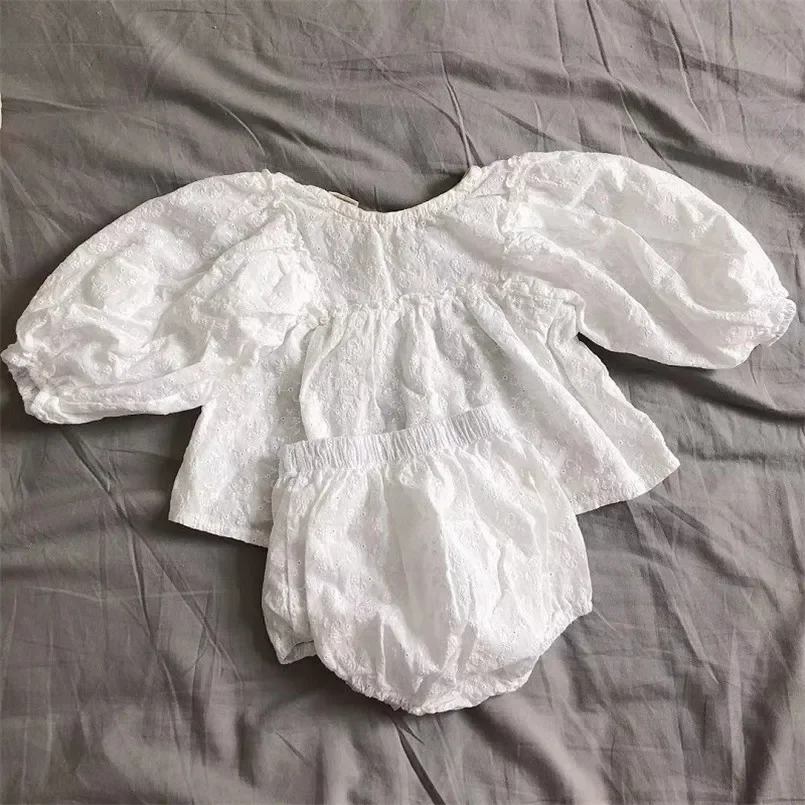 Conjunto vintage de encaje bordado para niña manga larga - imagen 2