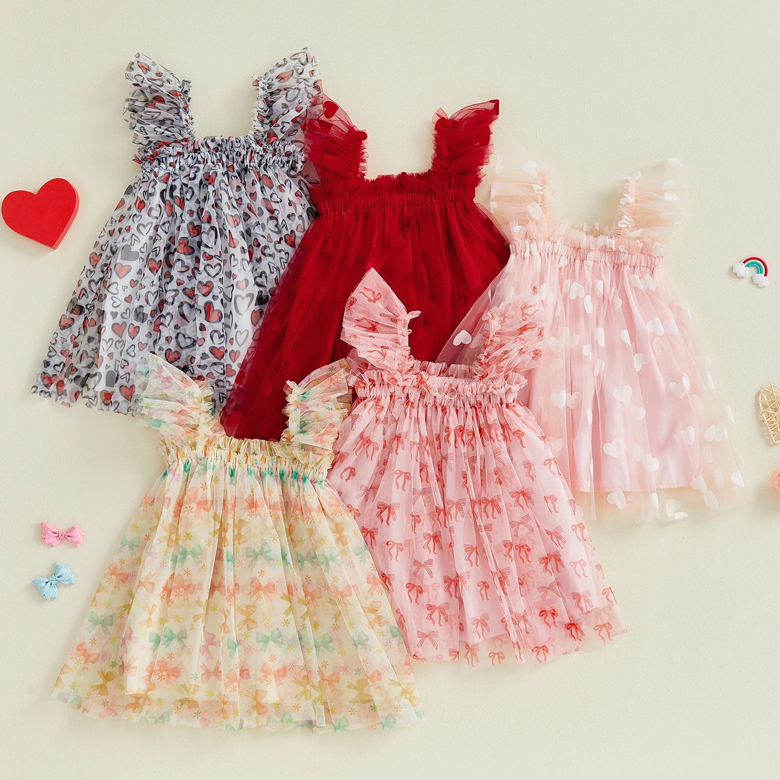 Vestido de verano princesa para niña con mangas voladoras y tul - imagen 4