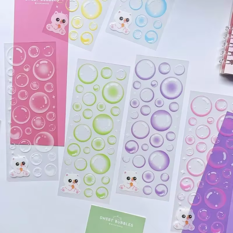Pegatinas de burbujas con estrellas y corazones para álbum infantil - imagen 4