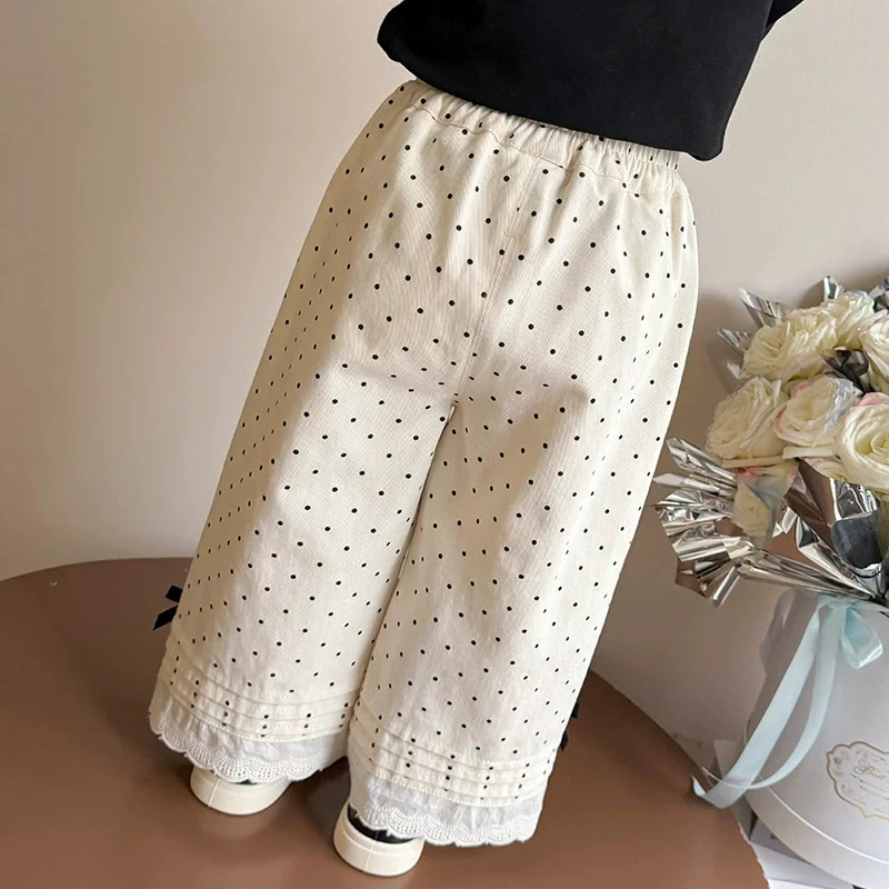 Pantalón de lunares con lazo para niños y niñas – recto casual - imagen 2
