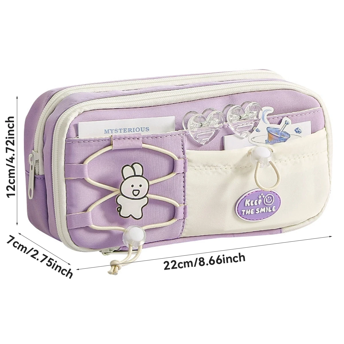 Estuche escolar de lápices con doble cordón – Kawaii gran capacidad - imagen 4