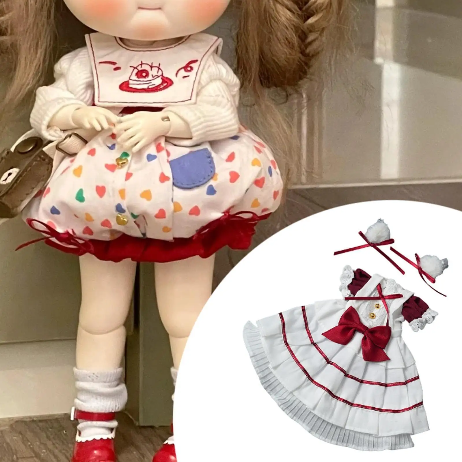 Vestido para muñecas con diadema y accesorios de tela - imagen 4