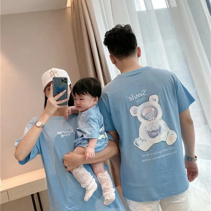 Camiseta manga corta verano con oso, look familiar madre-hija - imagen 5