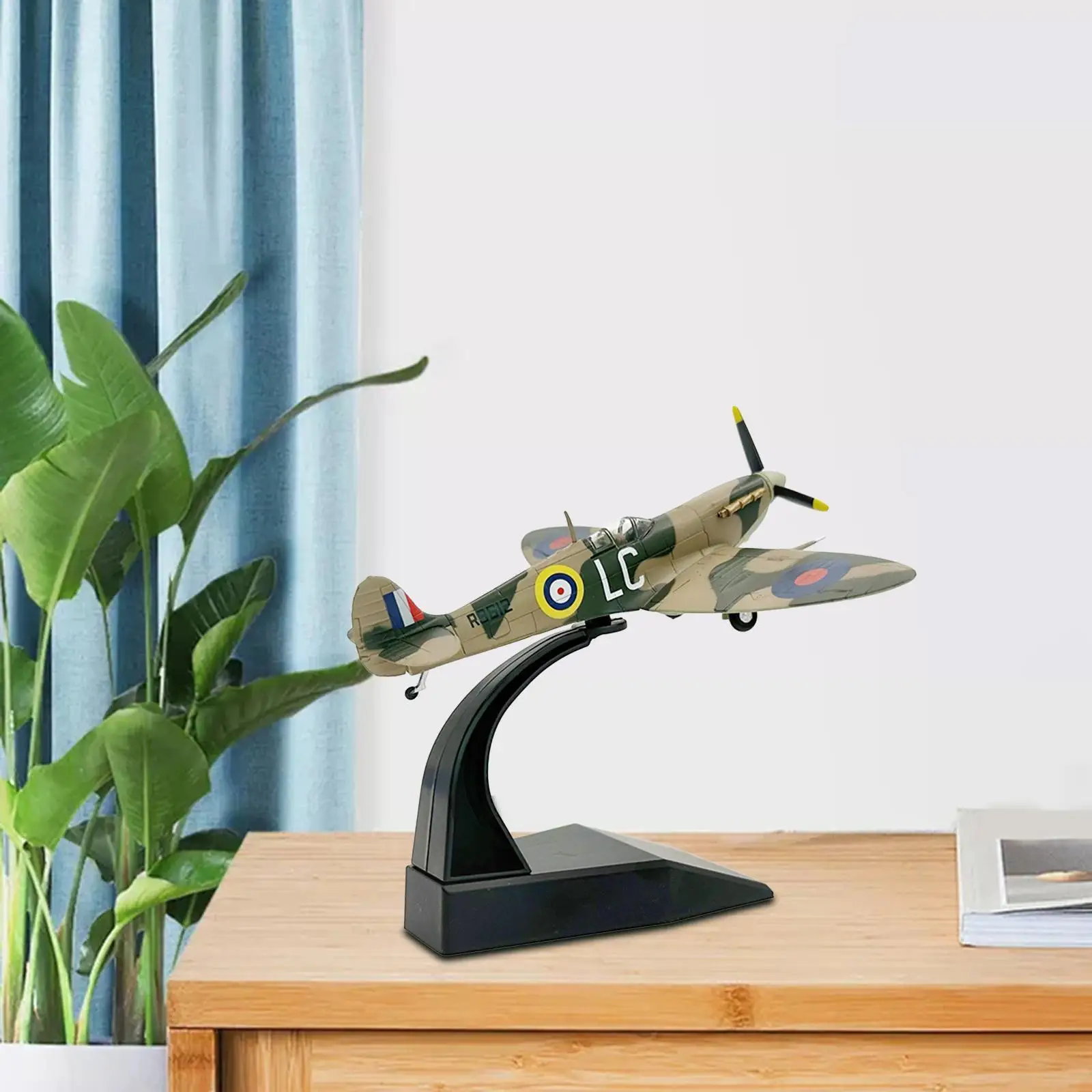 Spitfire modelo de avión realista con soporte, coleccionable