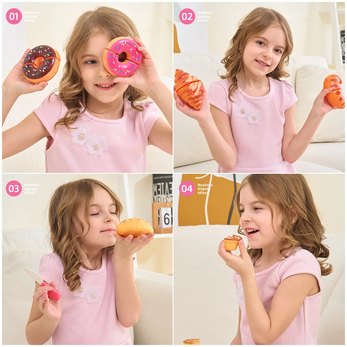Juego de comida juguete para cocina infantil con pan y pastel - imagen 2
