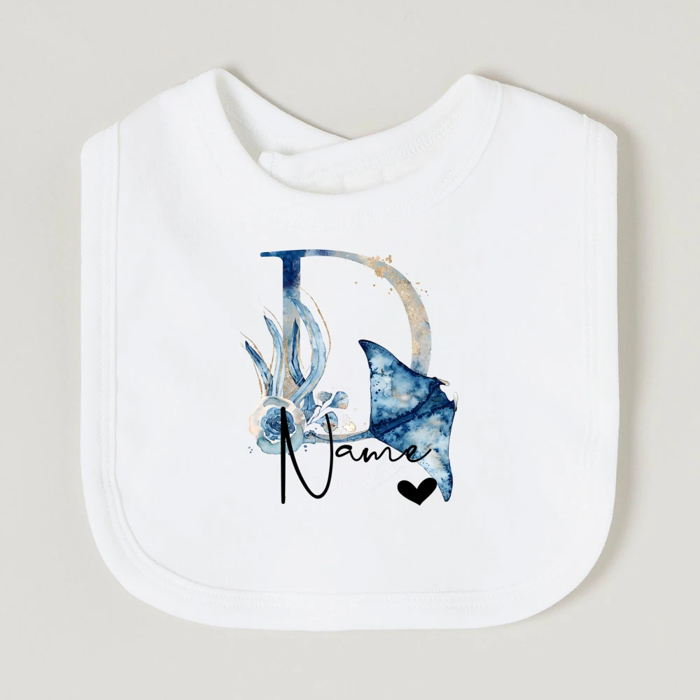Babero bebé algodón personalizado con estampado de animales marinos - imagen 4