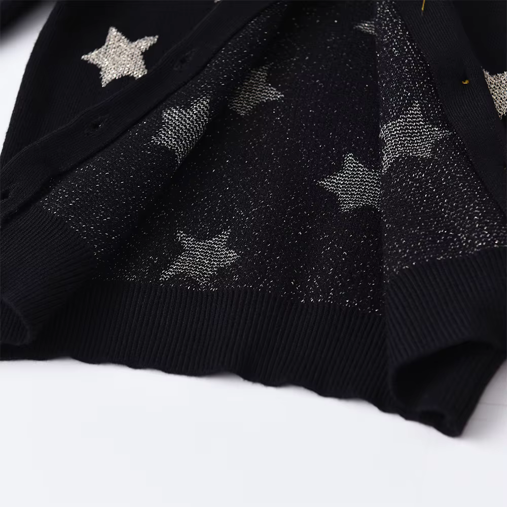 DXTON Cárdigan de algodón para niñas con estrellas de manga larga - imagen 5