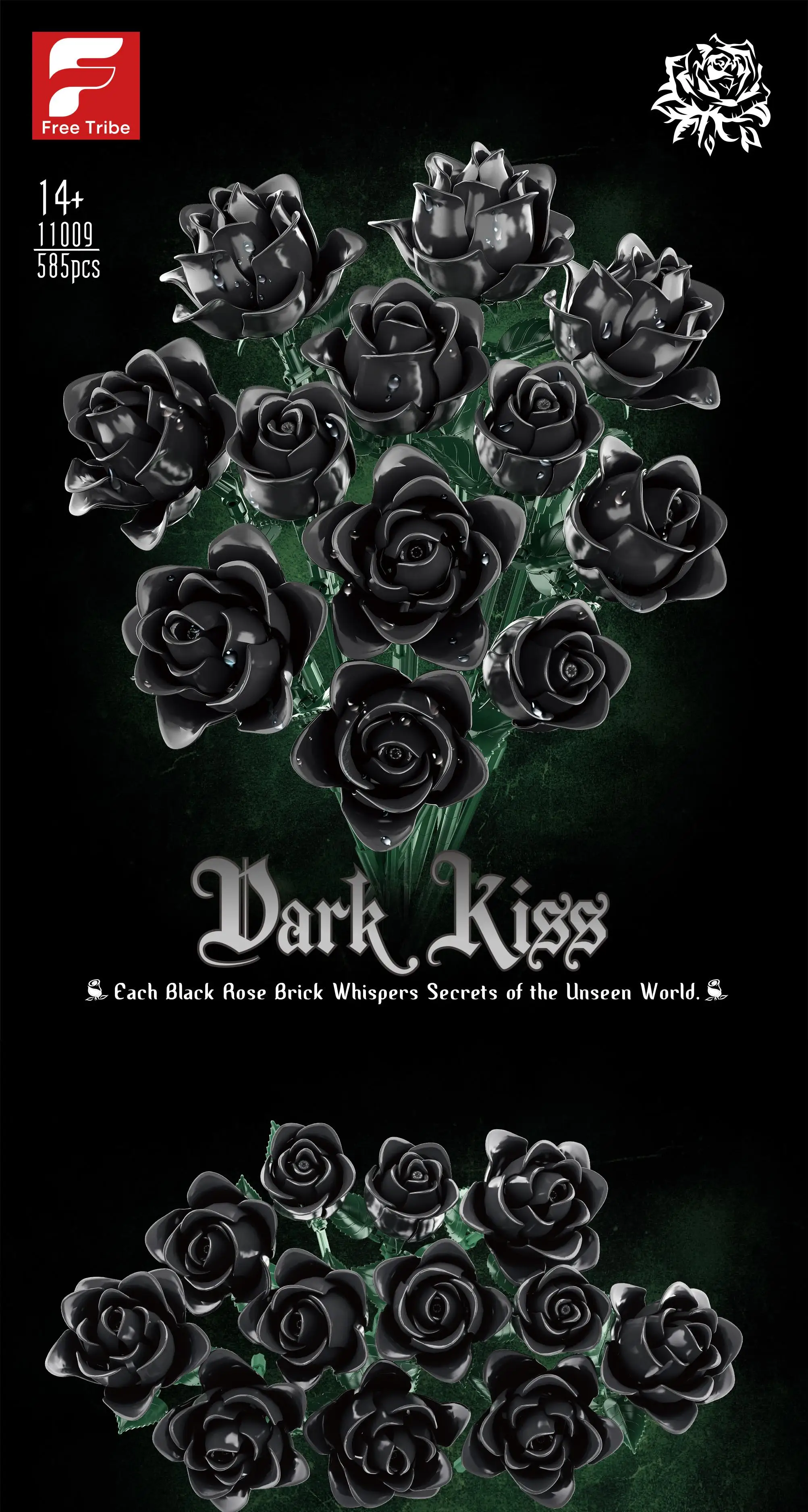 Ramo de rosas negras assembled
