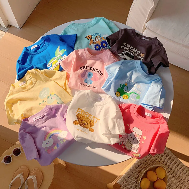 Camiseta niños algodón estampado dibujos animados manga corta verano - imagen 3