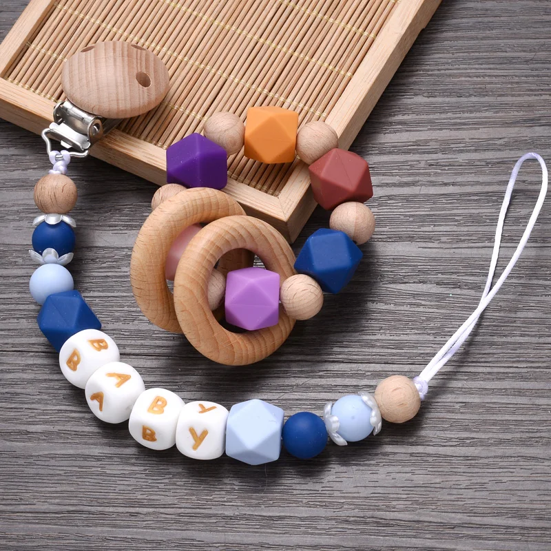 Cadena de chupete personalizada con clip y mordedor