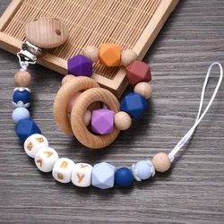 Cadena de chupete personalizada con mordedor – Clip anticaída madera haya