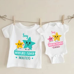 Conjunto a juego de hermanos con camiseta y body personalizados