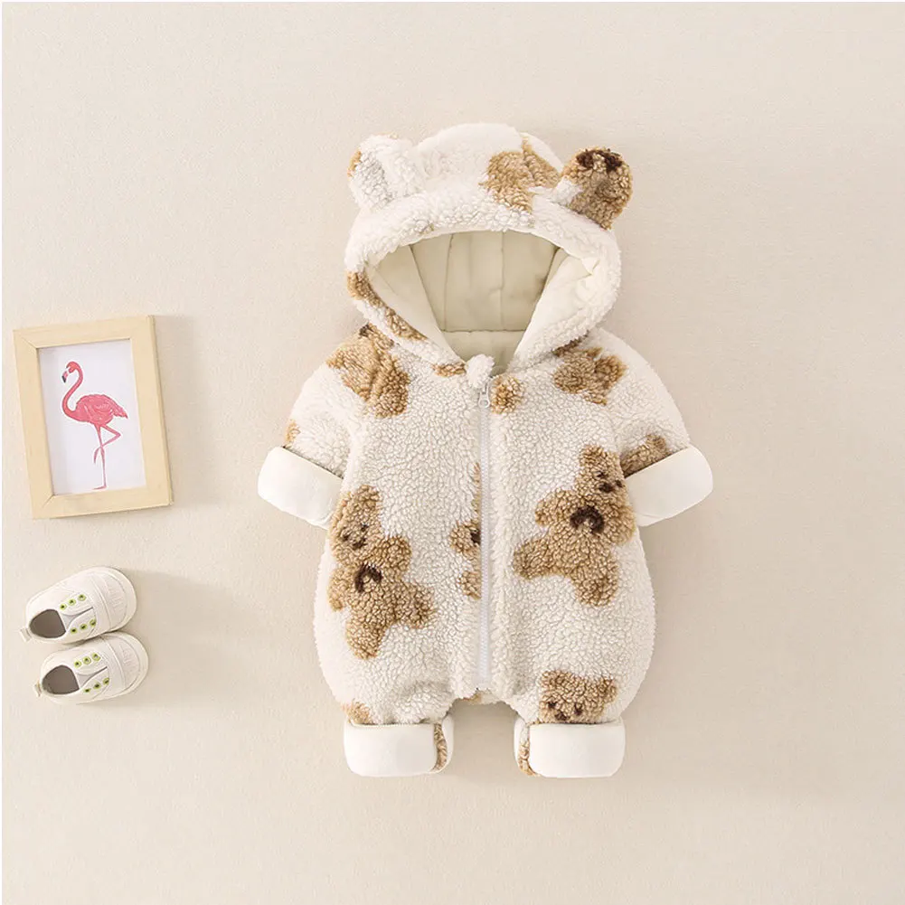 Somenie pelele con capucha de forro polar para bebés otoño/invierno