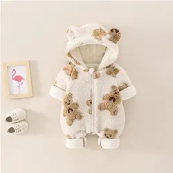 Somenie pelele con capucha de forro polar para bebés otoño/invierno