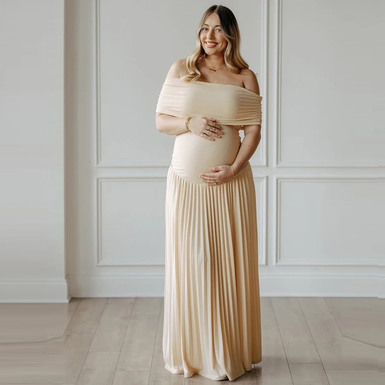 Vestido largo de verano para maternidad con espalda descubierta - imagen 4
