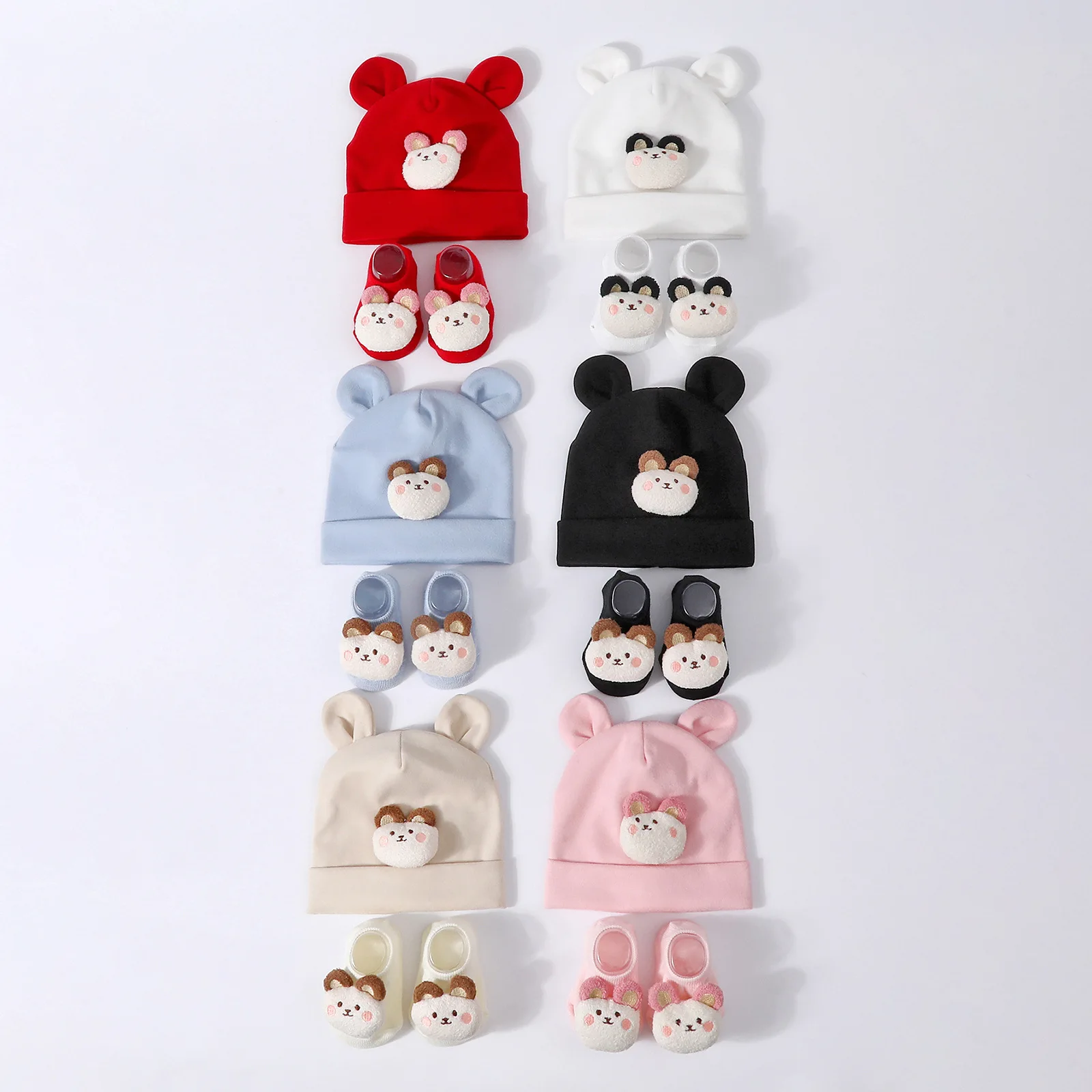 Gorro de peluche y calcetines de algodón para bebé recién nacido - imagen 5