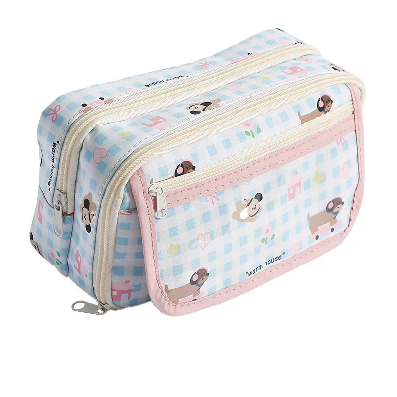 Estuche para lápices canino a cuadros con dibujos animados - imagen 2