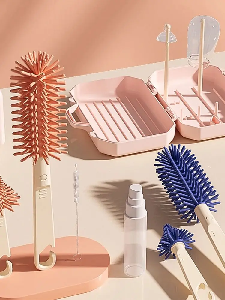 Cepillo limpiador de biberones versátil de silicona set completo