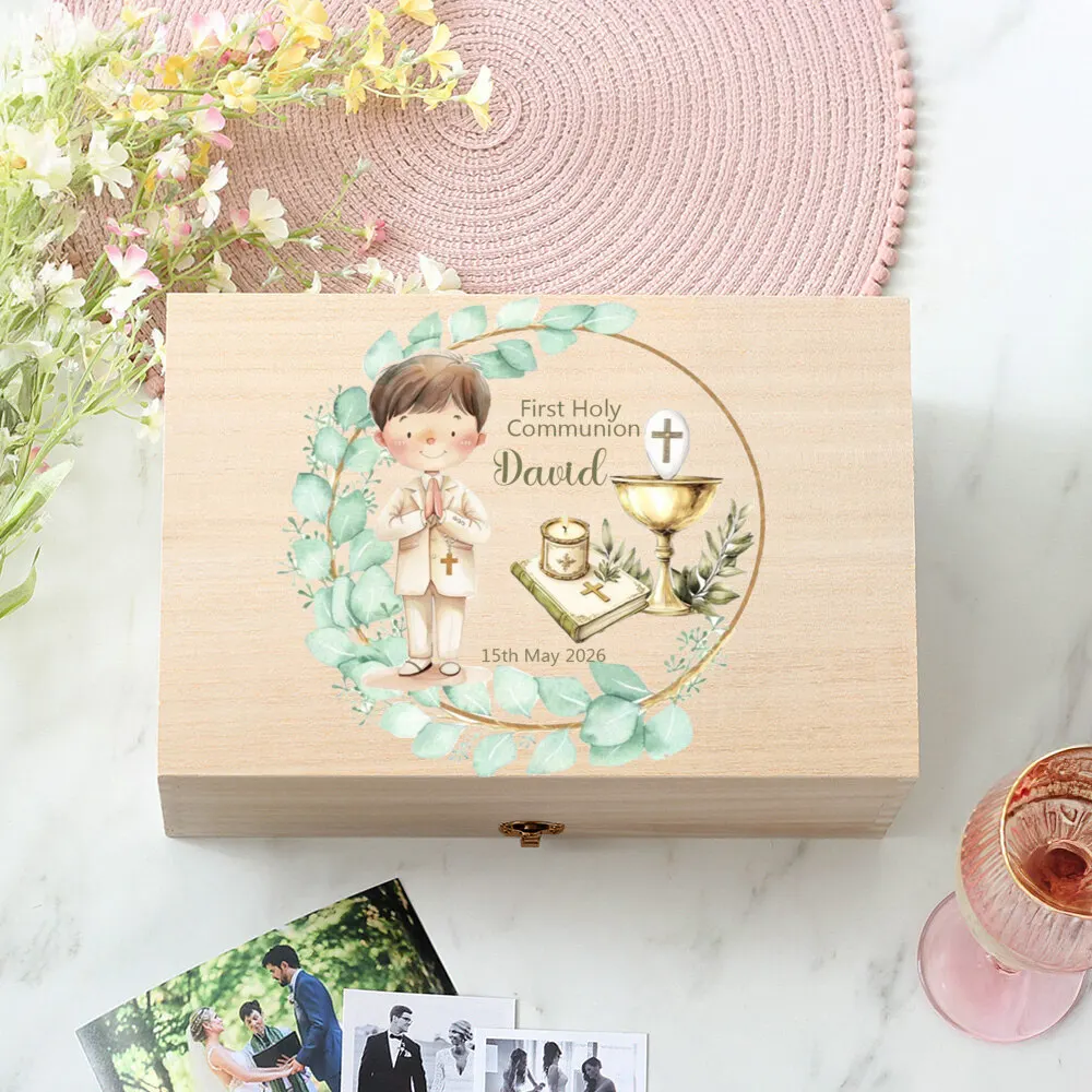 Caja de recuerdo personalizada para Primera Comunión y bautizo