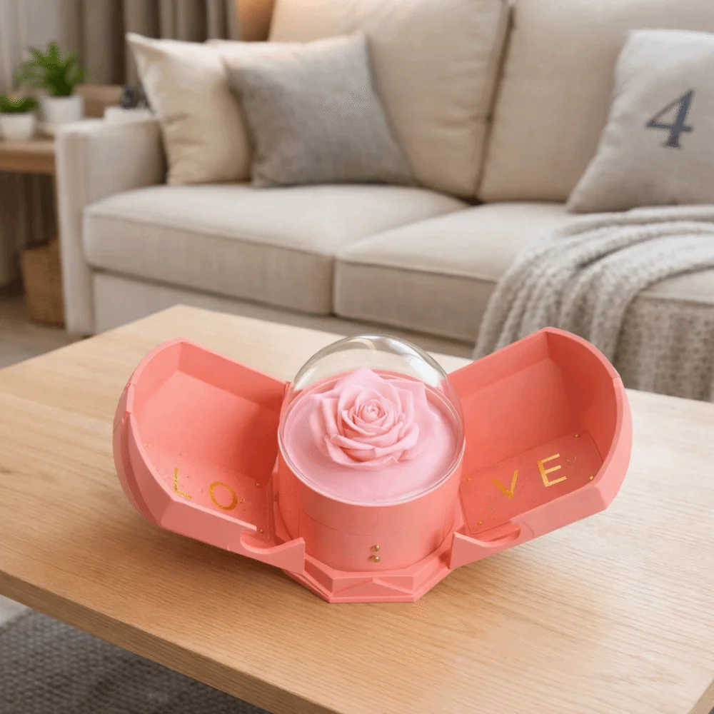 Joyero romántico con flores sorpresa para collar y anillo - imagen 3