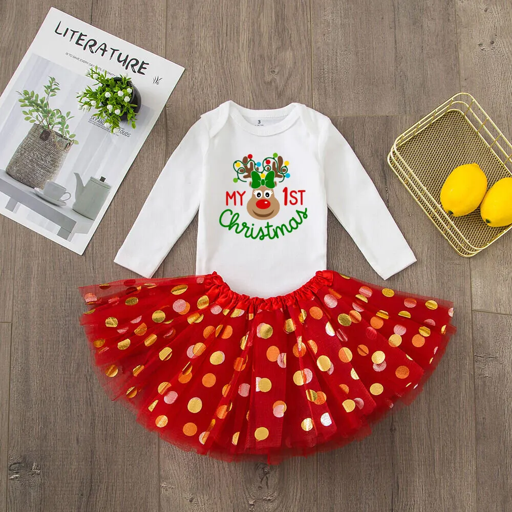 Ranita bebé con tutú y estampado de ciervos para bautizo - imagen 4