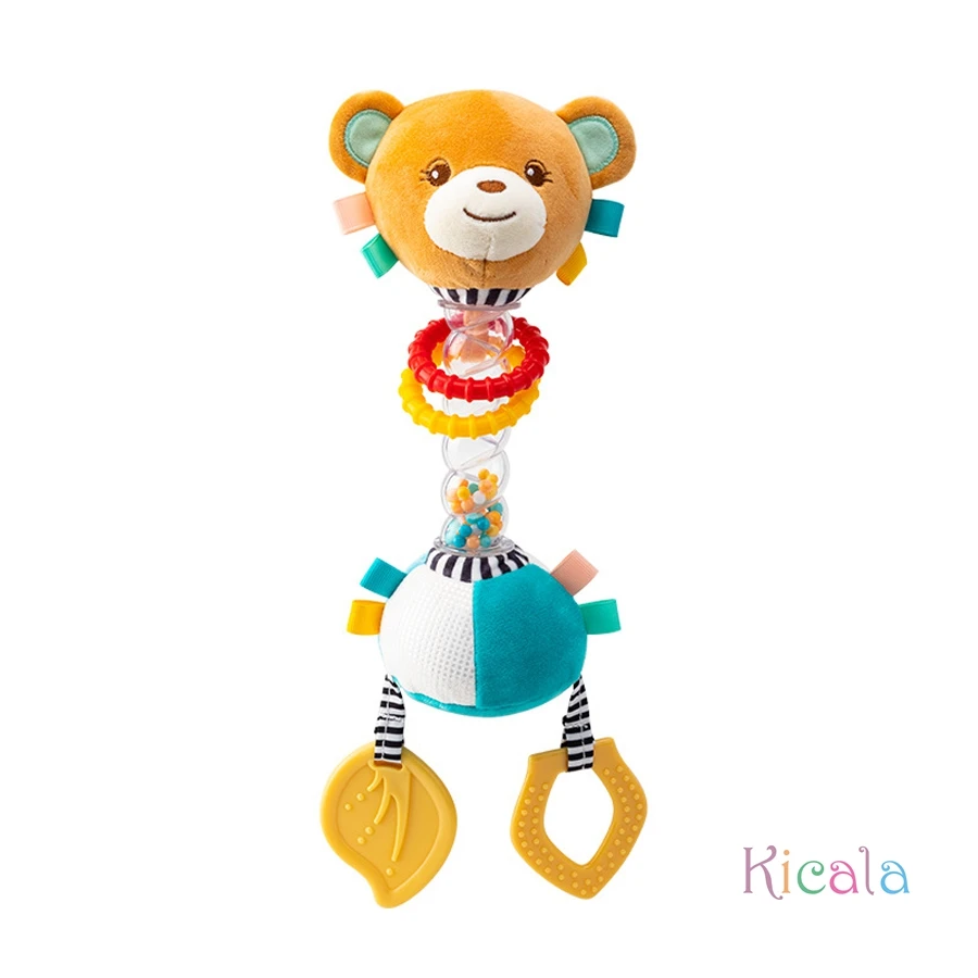 Sonajero bebé en espiral sensorial con mordedor de peluche animal - imagen 4